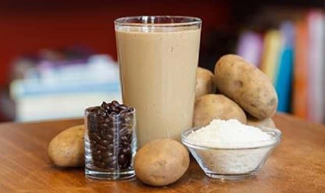 Potato smoothie with coffee beans
